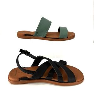 Solely Jane Interchangeable Sandal Set Brown Base Capri Onyx Milan Sage Size 6‎